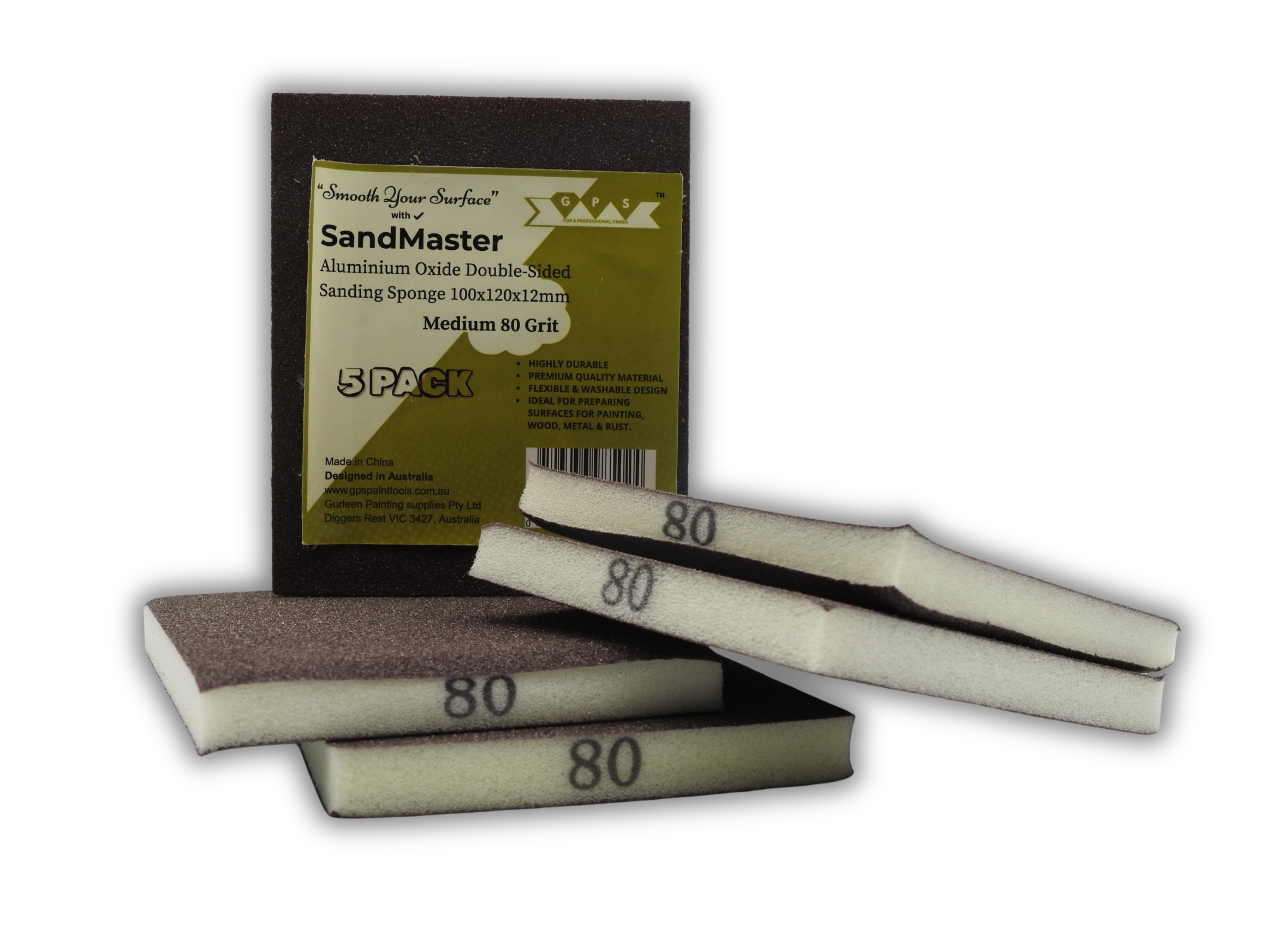 SandMaster Double Sided Aluminium Oxide Sanding Sponge 5pcs Pack