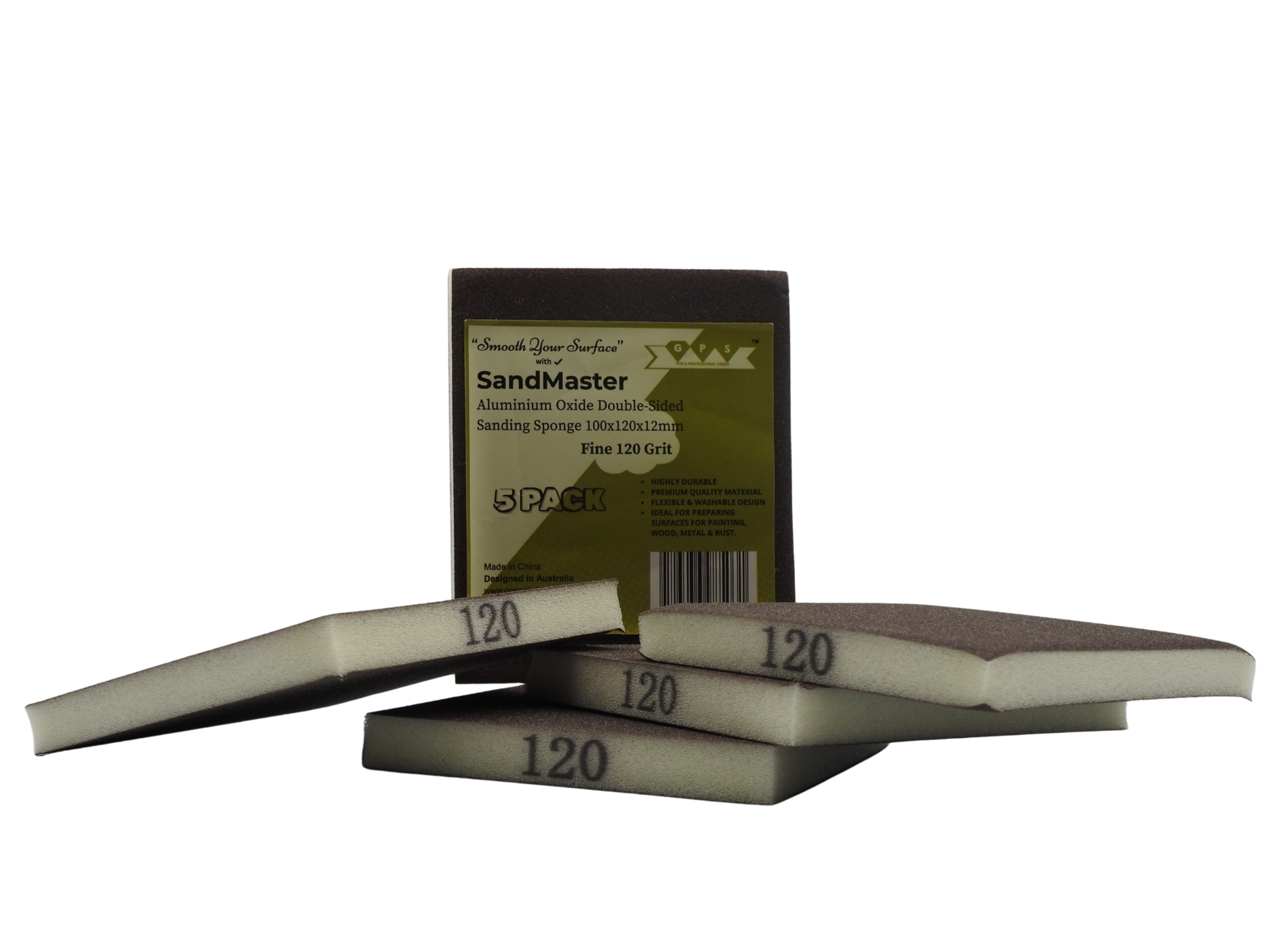 SandMaster Double Sided Aluminium Oxide Sanding Sponge 5pcs Pack - Image 2